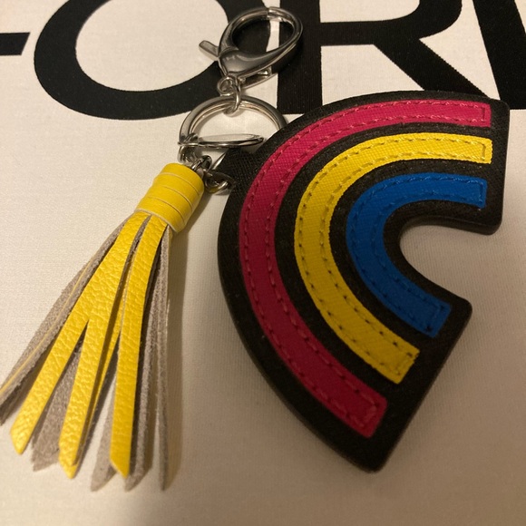 Rebecca Minkoff Rainbow 🌈 Pride Keychain Yellow Tassel Silver - Picture 2 of 6